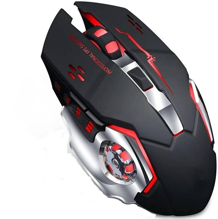 coolcold 2.4G Wireless Gaming Mouse Rechargeable, Color Changing 6 Buttons DPI 1600 Wireless Optical  Gaming Mouse