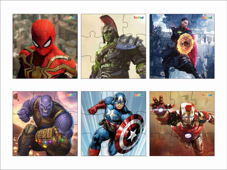 Todfod Wooden Jigsaw Puzzles Marvel Avengers Anime Cartoon Character For Kids 54 Pieces