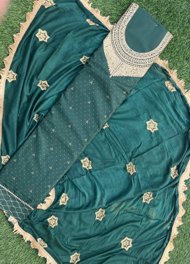 Unstitched Cotton Blend Salwar Suit Material Embroidered Price in India