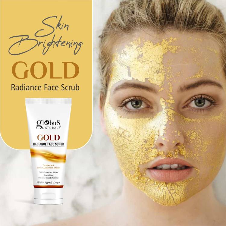GLOBUS NATURALS Gold Radiance Anti Ageing & Brightening Face Scrub with Saffron|Boosts Glow Scrub Price in India
