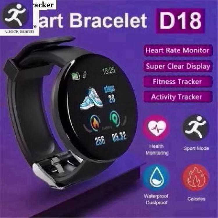 Bydye PA1185 D18_PLUS SLEEP TRACKER HEART RATE SMART WATCH BLACK(PACK OF 1) Smartwatch Price in India