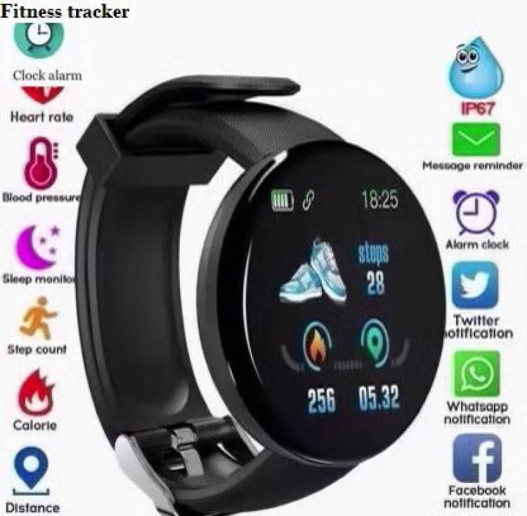Stybits PA493 D18_LATEST FITNESS TRACKER HEART RATE SMART WATCH BLACK(PACK OF 1) Smartwatch Price in India