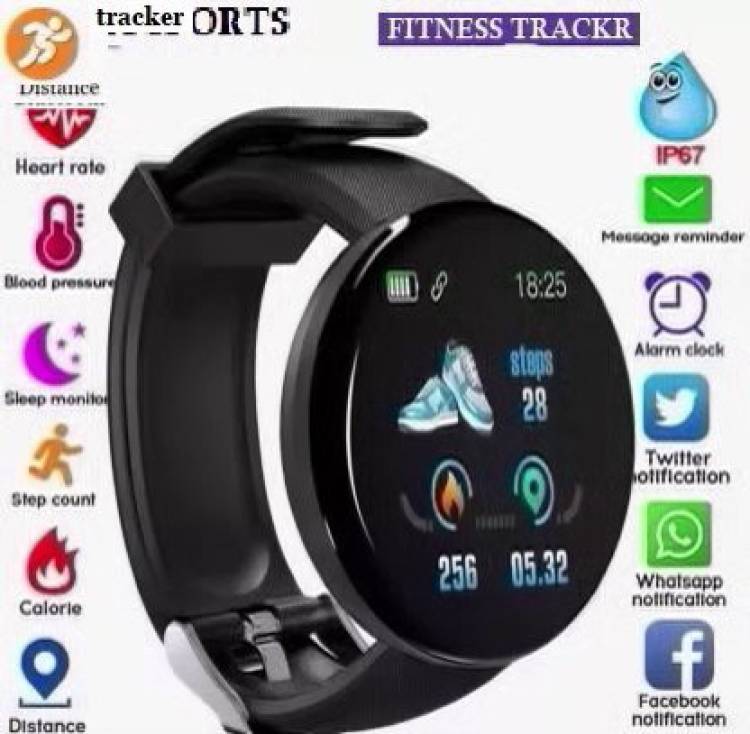 Stybits PA733 D18_LATEST FITNESS TRACKER HEART RATE SMART WATCH BLACK(PACK OF 1) Smartwatch Price in India