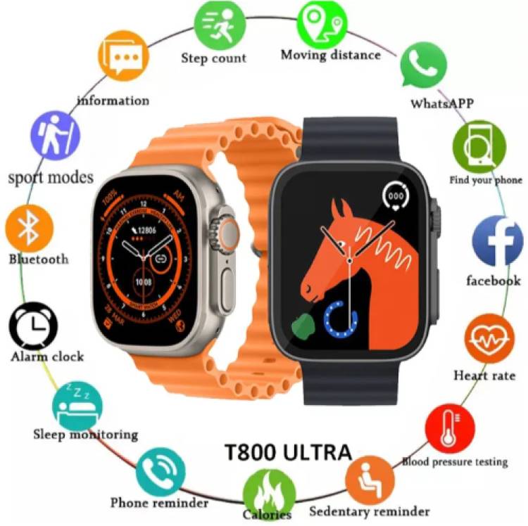YAROH NMM_476A_T800 ULTRA SERIES 8 SMARTWATCH WITH WIRELESS CHARGING FOR BOY & GIRLS Smartwatch Price in India