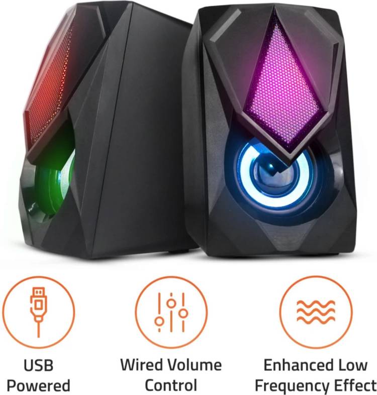 fire turtle Mini Portable Laptop/Desktop USB 2.0 Speaker With RGB Lighting, Aux Input 6 W Laptop/Desktop Speaker