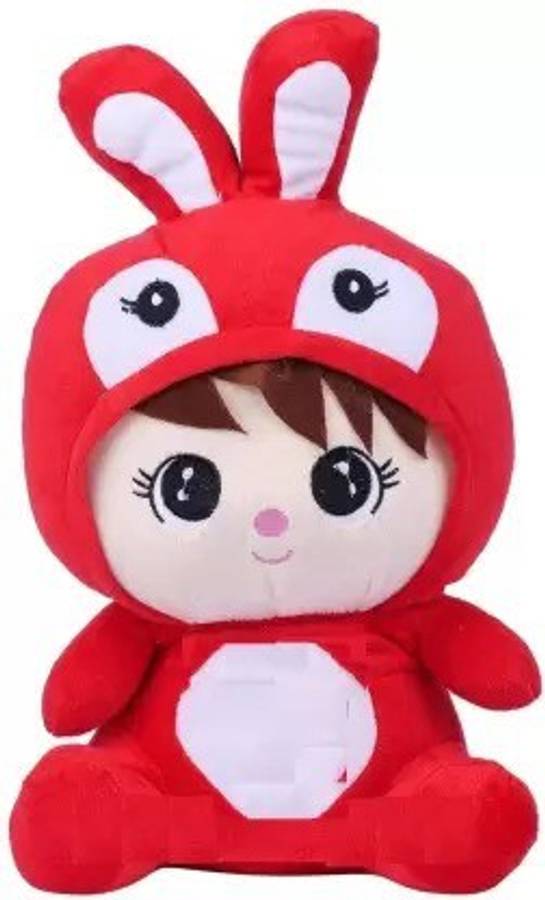 Crispy toys Super Cute & Plush Rabbit Girl Soft Toy For Girls,Kids etc (RED)  - 28 cm