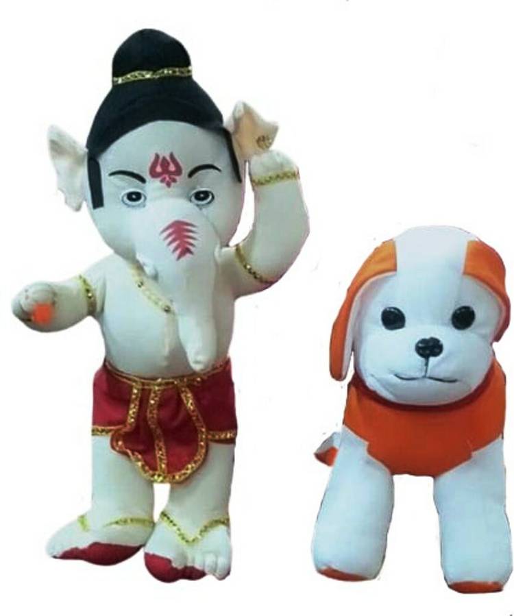 Anika Cute Ganesha 40 cm and Cute Puppy 30 cm Soft Toys for Kids  - 40 cm