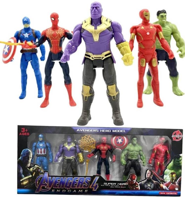 DL MART Avengers Toy Set of 5 Twist and Move Marvels Super Hero Characters Action Figure