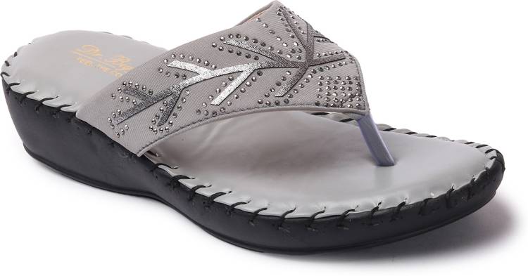 Women Casual V-strap Doctor Sandals for Women & Girls (Grey) Grey Flats Sandal Price in India
