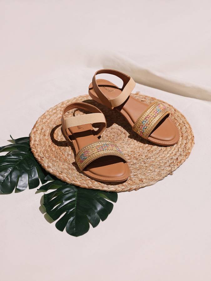 Women Brown Flats Sandal Price in India