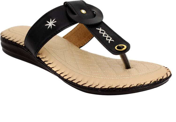 Women Black Flats Sandal Price in India