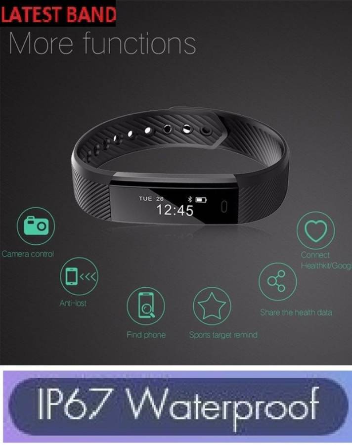Bymaya S393(ID115) Plus Fitness Tracker Step Count Smart band Black(pack of 1) Smartwatch Price in India