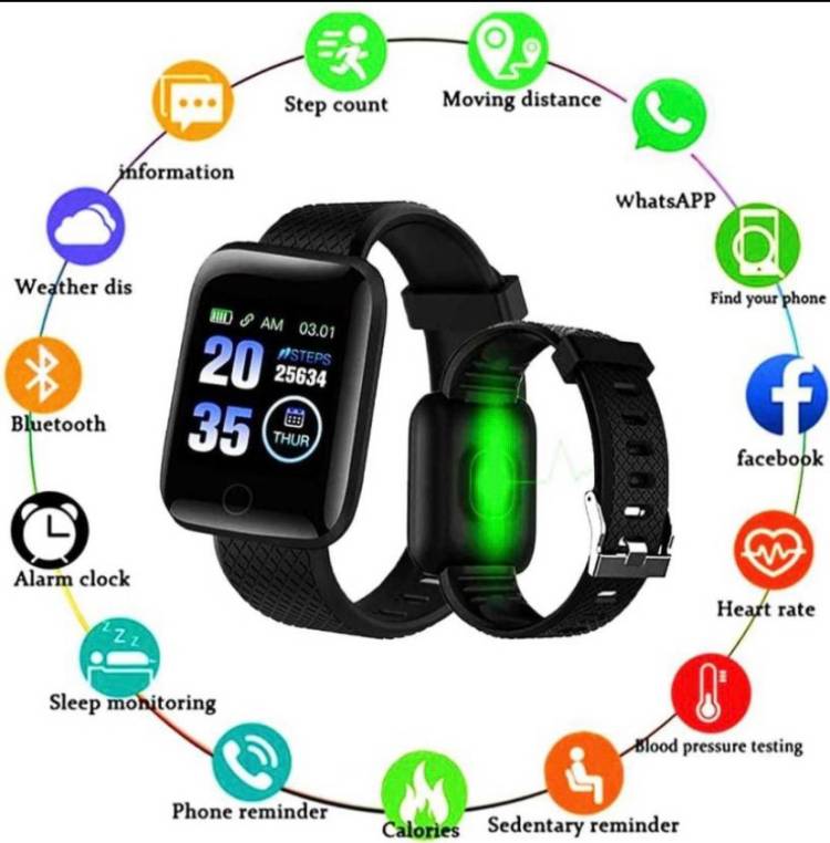 AYANSHENTRPRISE ID 116 Smart Black Watch original 100% helath tracker Smartwatch Price in India