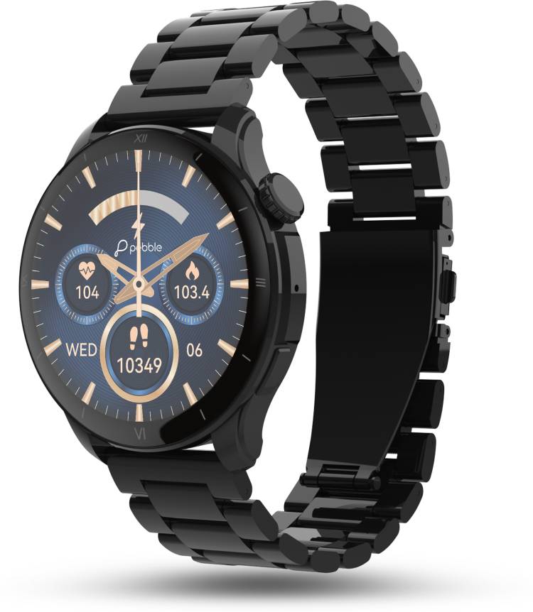 Pebble Cosmos Vault 1.43'' Amoled, AOD, BT Calling, Rotating Crown, Luxury Metal Smartwatch Price in India