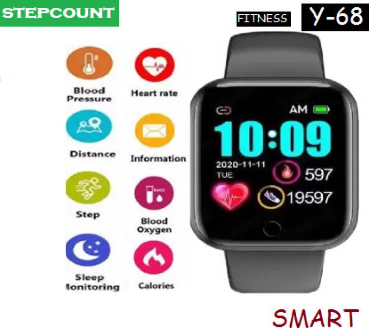 Actariat VX985_Y68 PRO STEP COUNT SMARTWATCH BLACK (PACK OF 1) Smartwatch Price in India