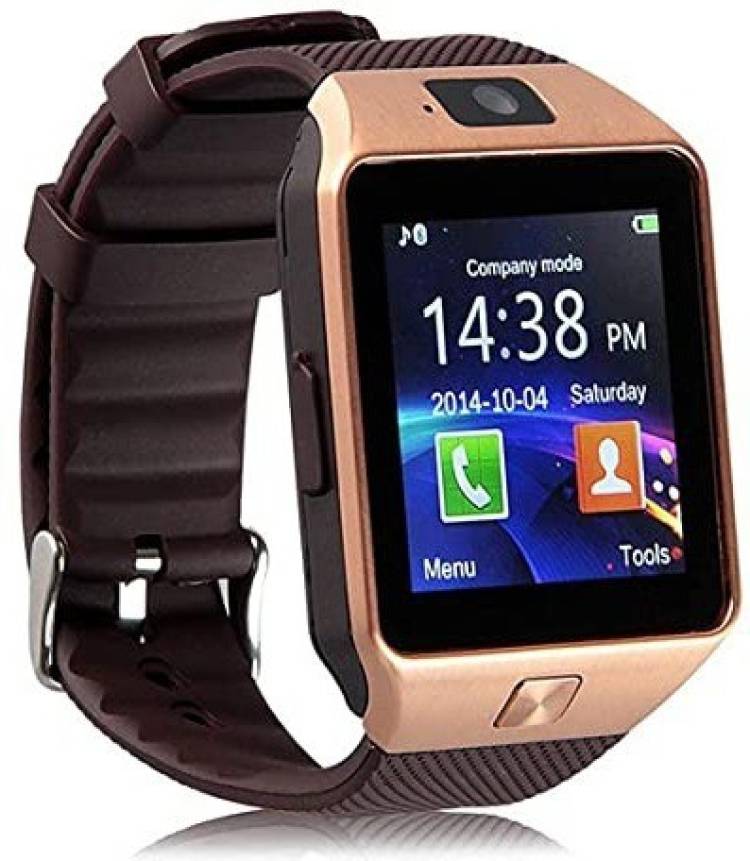 Atomex Tz DZ09 GOLDEN COLO WITH SIM, MEMORY CARD SLOT AND CALLING FUNCTION Smartwatch Price in India