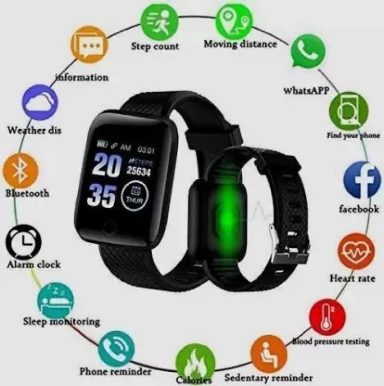 KOHAR 116 Plus Bluetooth Smart Fitness Watch with Active Heart Rate Smartwatch Smartwatch Price in India