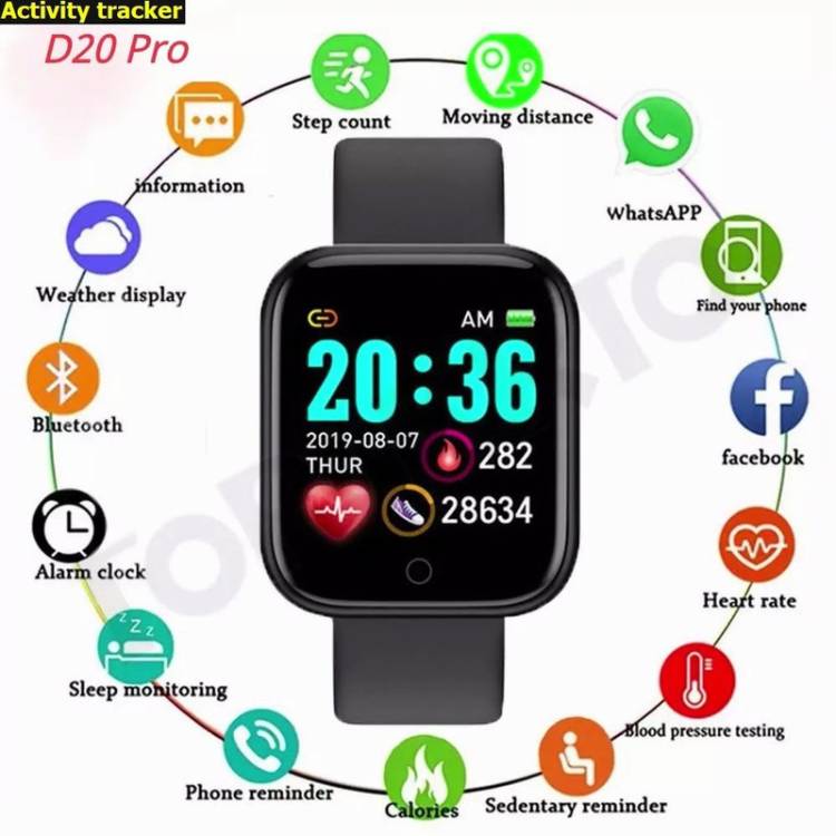 Bymaya S499 (D20) LATEST ACTIVITY TRACKER SLEEP TRACKER SMART WATCH BLACK(PACK OF 1) Smartwatch Price in India