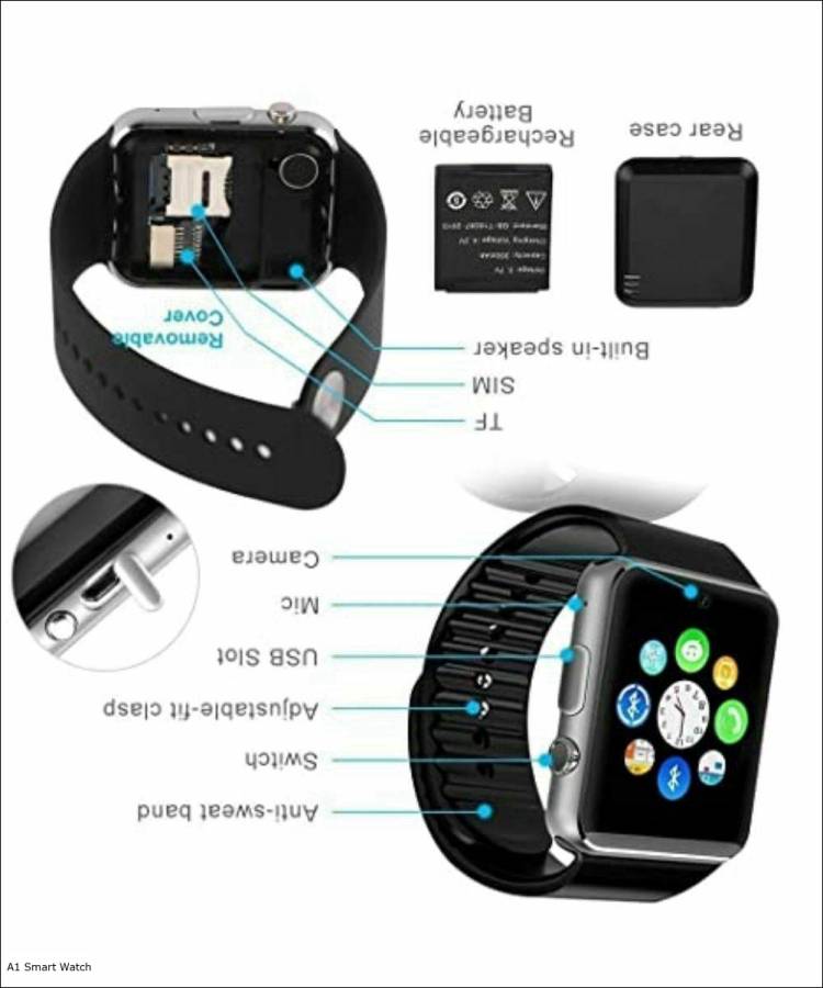 ShopSmart A1 Smart Watch - Support Bluetooth / Voice Calling / SIM / Memory Card / Camera Smartwatch Price in India