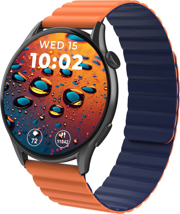 beatXP Evoke 1.43" Super Retina AMOLED Display Bluetooth Blue Magnetic Strap-Orange Smartwatch Price in India