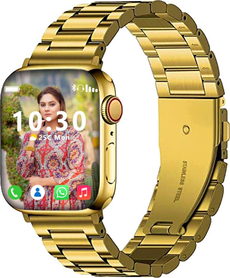 PunnkFunnk Golden 24k Version Eye Catching Look - Golden Bracelet Strap - Bluetooth Call Smartwatch Price in India