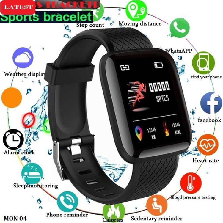 Bymaya E800 PRO_ID116 STEP COUNT BLUETOOTH SMART WATCH BLACK (PACK OF 1) Smartwatch Price in India