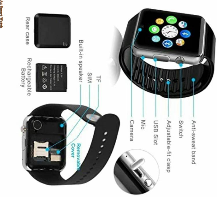 Correngo A1 Smart Watch - Support Memory Card / Voice Calling / SIM / Camera / Bluetooth Smartwatch Price in India