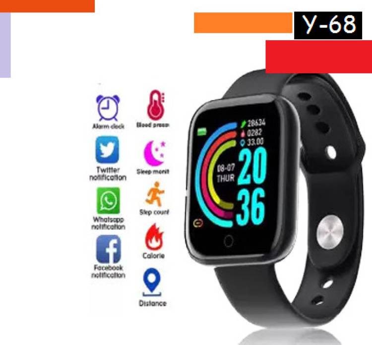 SAWARDE JH2678_Y68 PRO HEART RATE SMARTWATCH BLACK (PACK OF 1) Smartwatch Price in India