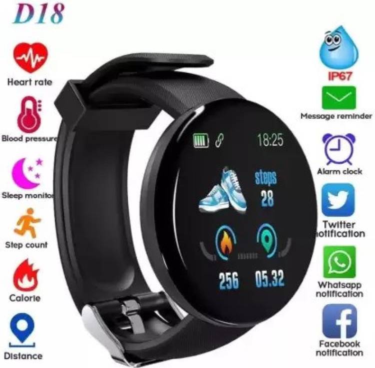 Bashaam A1 D18_ MAX FITNESS TRACKER MULTI FACES SMART WATCH BLACK (PACK OF 1) Smartwatch Price in India