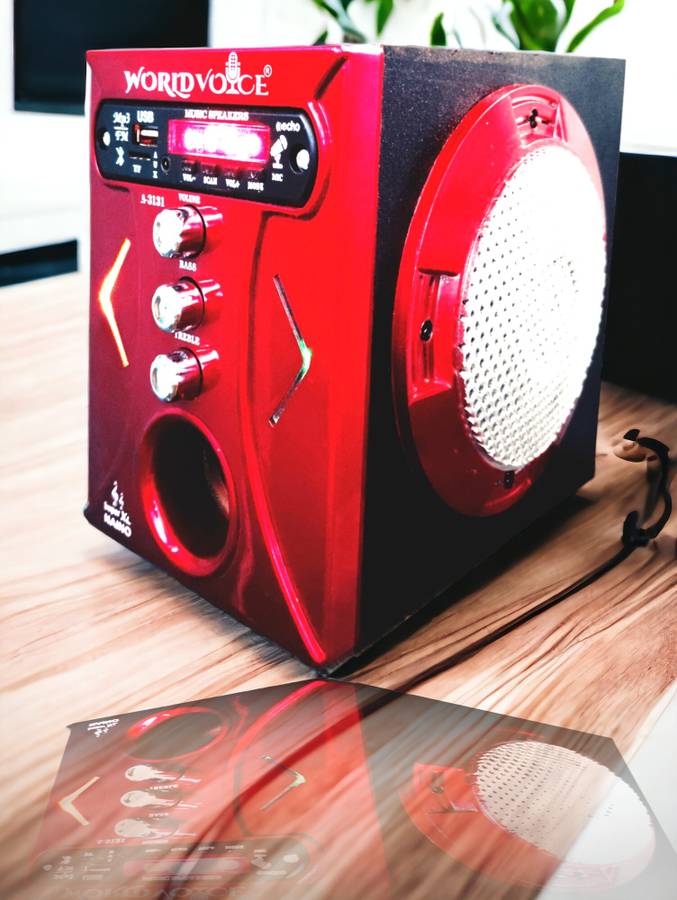 world voice Series BT Red NANO LED Light Speaker with ECHO MIC SYSTEM BT/FM/AUX/USB/SD-MMC 160 W Bluetooth Home Audio Speaker