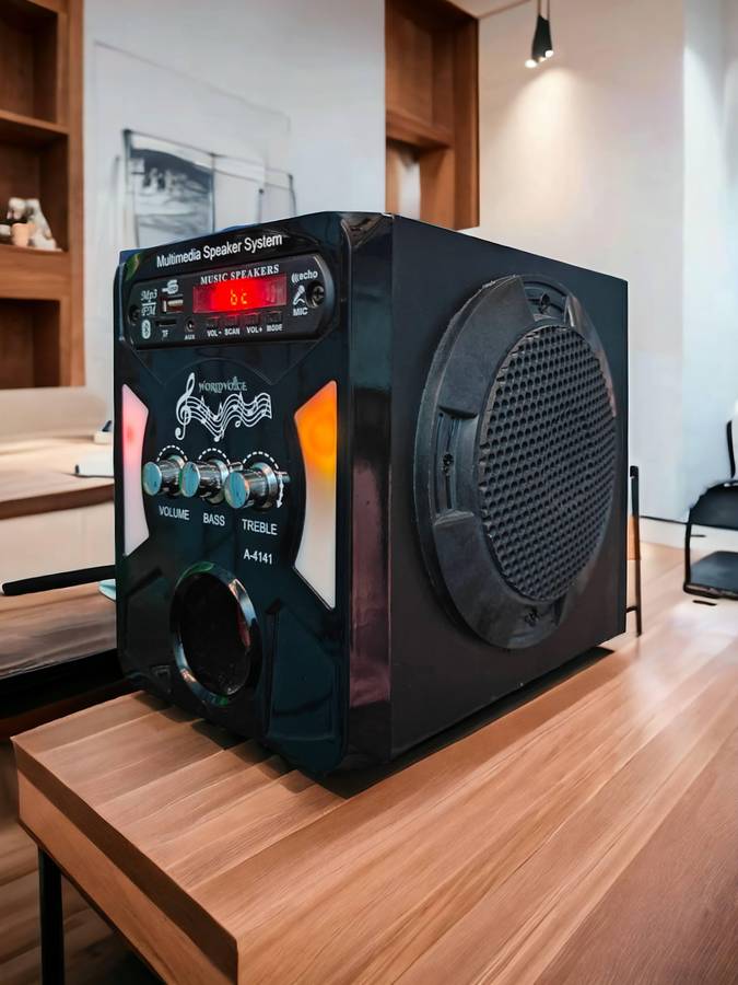 world voice Series 4141 Black LED with 4" Woofer & ECHO MIC SYSTEM BT/FM/MP3/USB/SDCard/AUX 160 W Bluetooth Home Audio Speaker