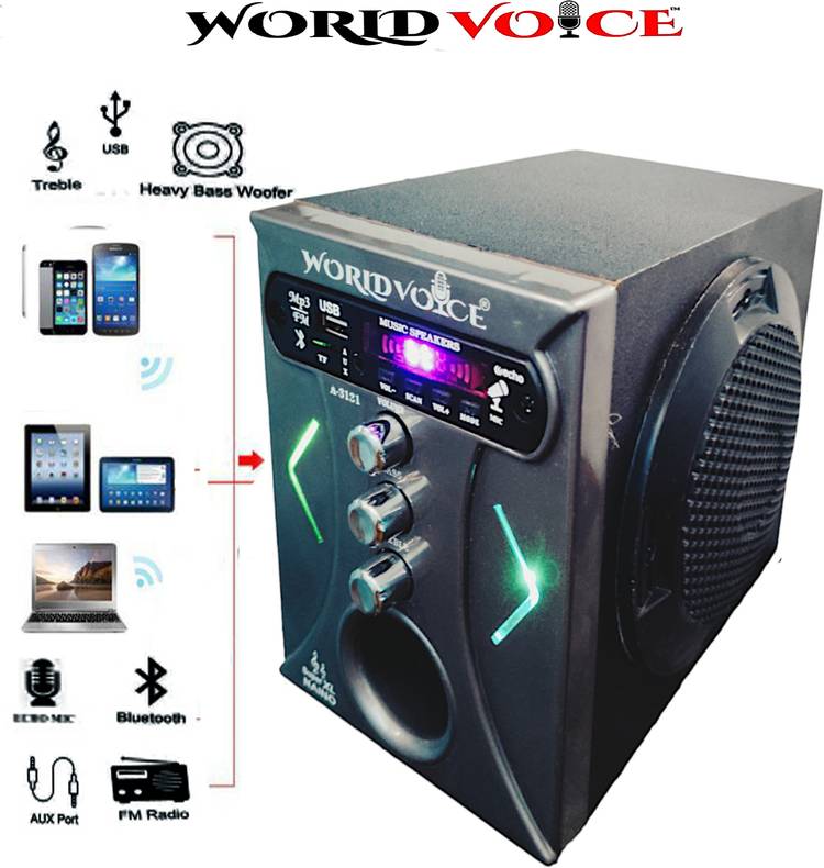 world voice Bluetooth GREY LED Sub-woofer Speaker/ECHO MIC SYSTEM BT/FM/MP3/USB/SDCard/AUX 160 W Bluetooth Home Audio Speaker