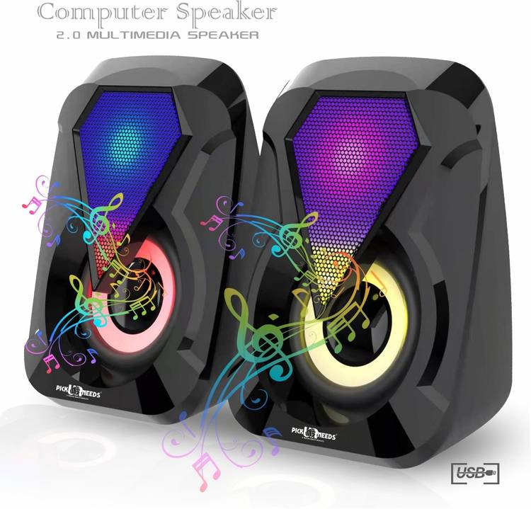 Make Ur Wish Multimedia Sound Bass Speakers with Colourful LED Modes System for PC Laptop 30 W Laptop/Desktop Speaker