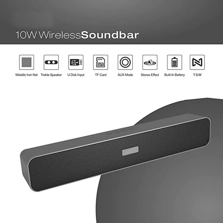 ZWOLLEX 2023 Powerful Bass Soundbar for Phone/TV/Laptop/Tablets/Aux/TF Card/USB Drive 10 W Bluetooth Soundbar