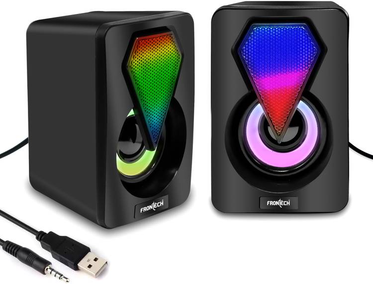 Frontech SPK-0005, 2.0 USB Speakers with AUX | 2 x 3W Drivers | RGB Lights 6 W Laptop/Desktop Speaker