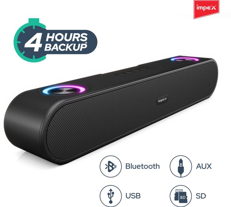 IMPEX Soundbar MusikBar M1012 With RGB Light, Speaker with 4 Hrs Backup 12 W Bluetooth Soundbar