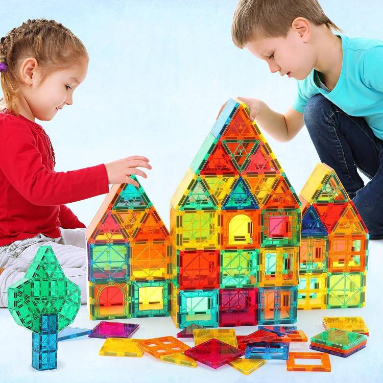 Anvie & Abeer Set of 60 Pcs Magnetic Construction Tiles Toy for Kids, Construction STEM