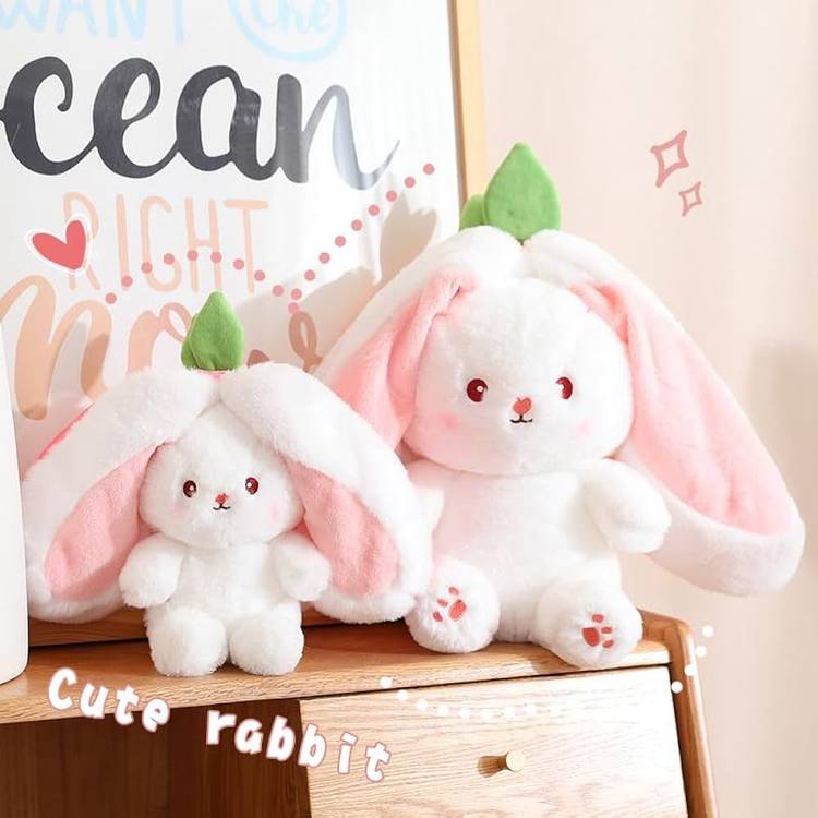 R C TRADERS Premium Quality Bunny Plush Toy, Reversible Bunny Design Soft Toy  - 35 cm