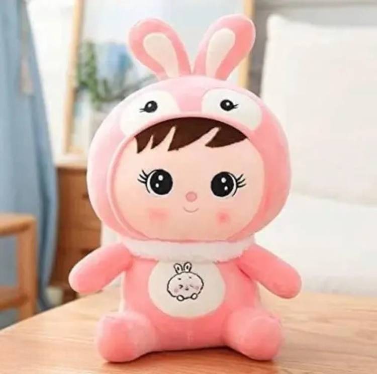 ARYAN Pink Bunny Plush Toy - Cute & Versatile Stuffed doll with bunny cap  - 26 cm