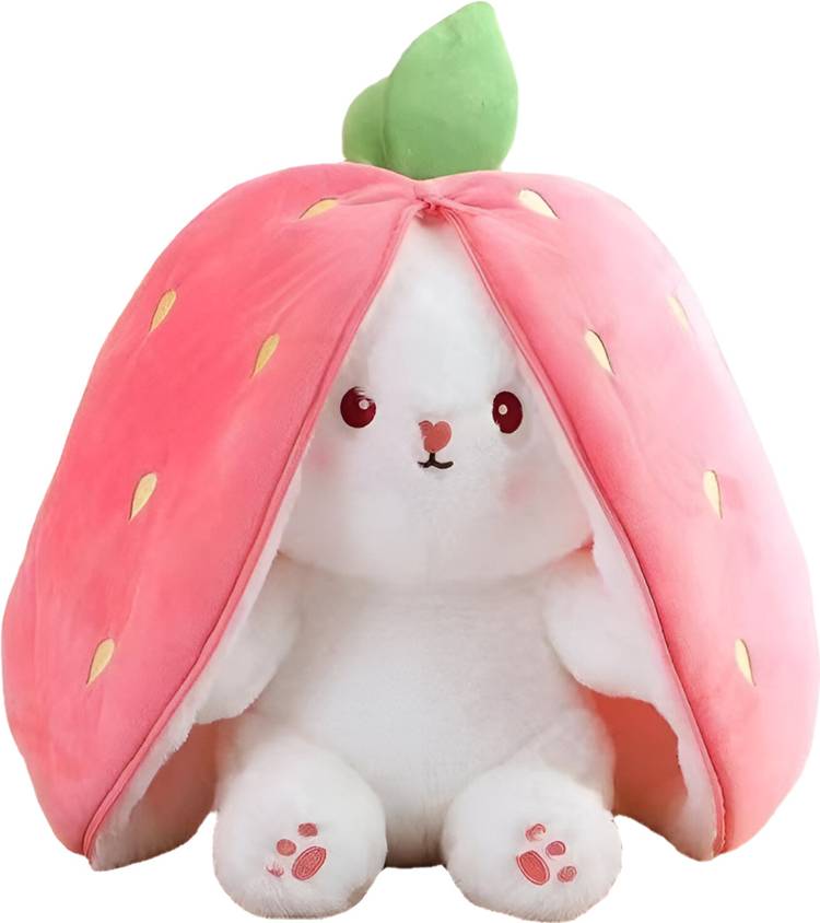 P I SOFT TOYS Fruit Rabbit Reversible Soft Toy with Zipper-Cute Rabbit Toy Gift for Baby Kids - 25 cm