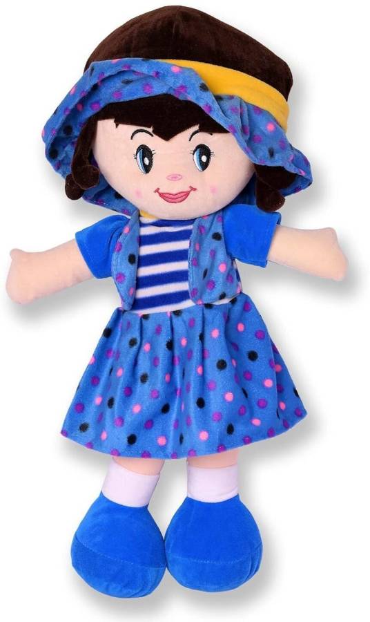 P I SOFT TOYS 45cm blue curly doll for kids  - 45 cm