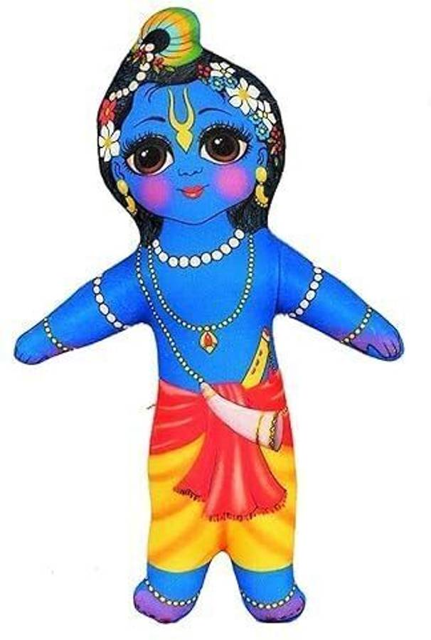 Vrindavanstore.in Lord Krishna Stuffed Soft Toy for Kids, Washable Toy - 18.5 cm