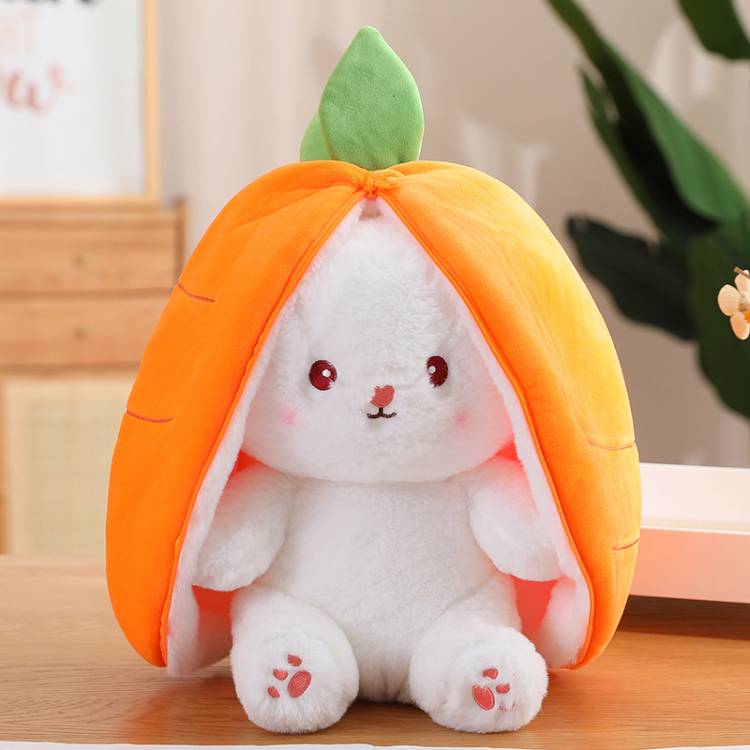 whitestarall Hot Selling Reversable Cute Plush Big Ears Bunny Premium Bunny Orange 42cm  - 35 cm