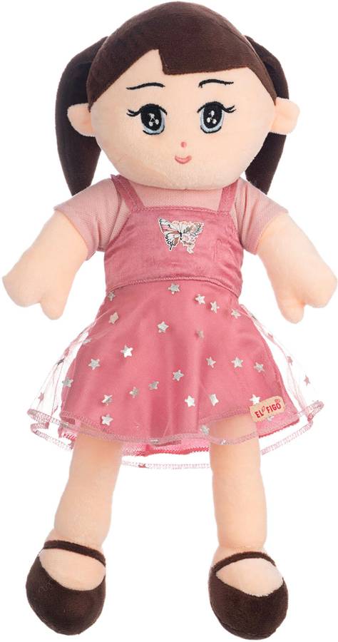 EL FIGO Soft Doll Toy for Kids - Washable Soft Doll For Baby Girl in Pink Net Dress  - 45 cm