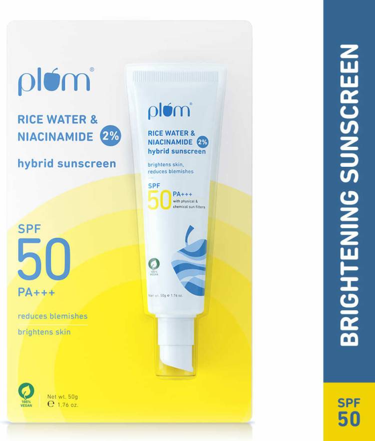 Plum 2% Niacinamide & Rice Water Hybrid Face Sunscreen - SPF 50 PA+++ PA+++ Price in India