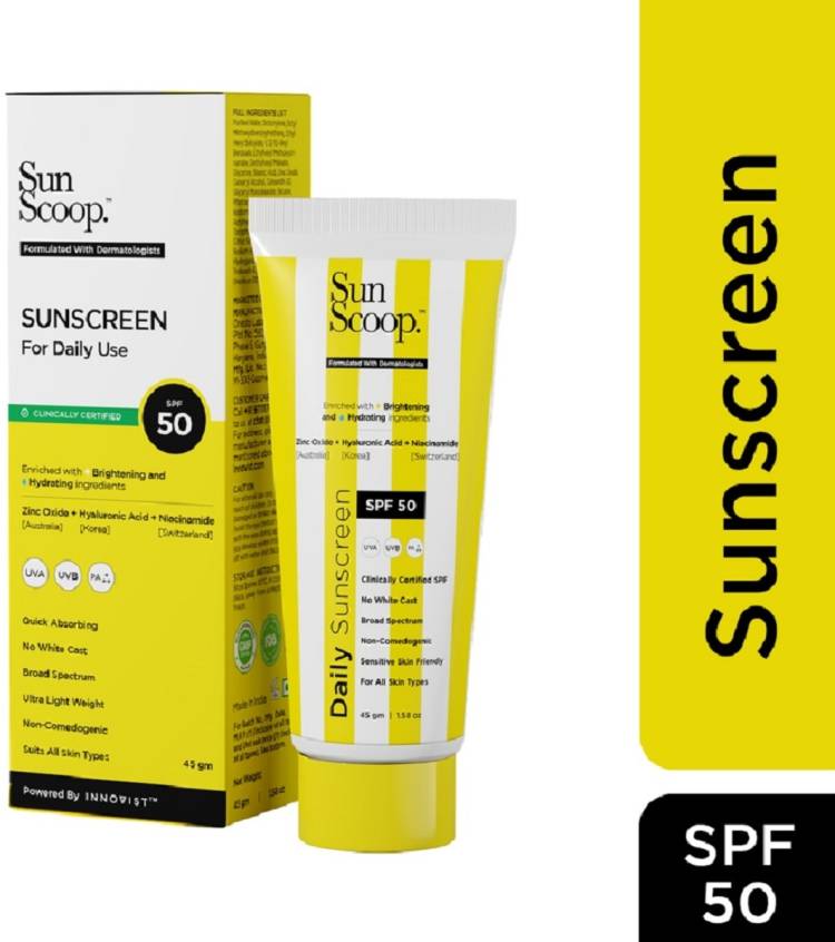SunScoop Brightening Sunscreen SPF50 | PA+++ | For Normal, Oily, Dry, Sensitive Skin |45g - SPF SPF50 PA+++ Price in India