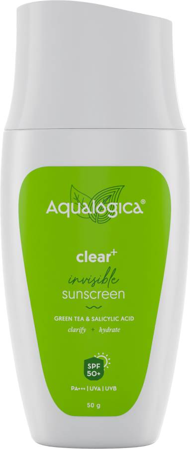 Aqualogica Clear+ Invisible Sunscreen with Green Tea & Salicylic Acid |Spf 50 | PA+++ | 50g - SPF 50 PA+++ Price in India