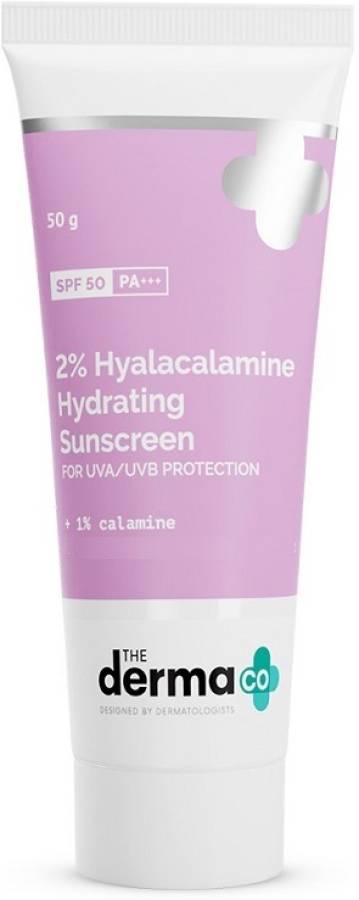 The Derma Co 2% Hyalacalamine Hydrating Sunscreen For UVA/UVB Protection |Controls Excess Oil - SPF 50 PA+++ Price in India