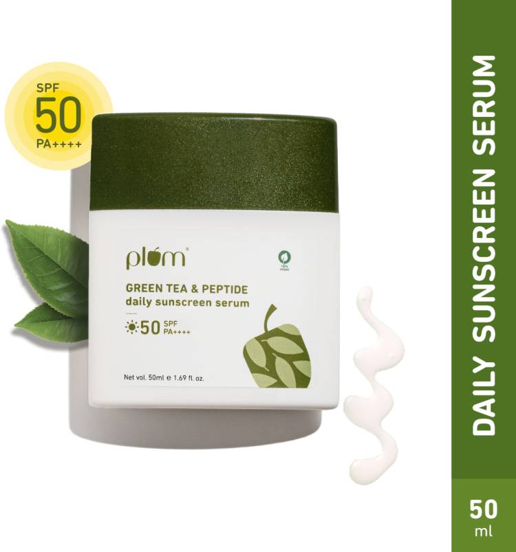 Plum Green Tea & Peptide Daily Sunscreen Serum | Prevents Wrinkles | No White Cast - SPF 50 PA++++ Price in India