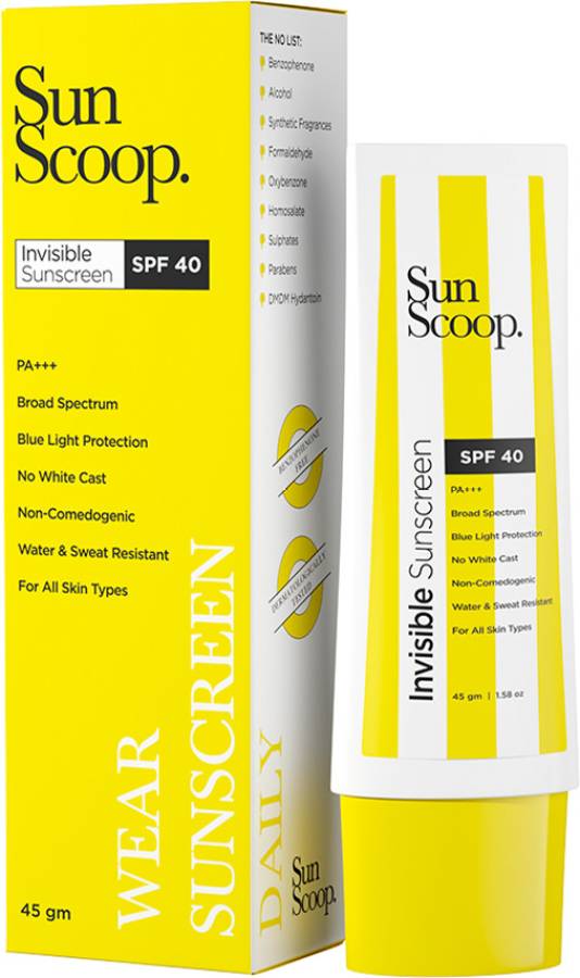 SunScoop Invisible Sunscreen | SPF 40 PA+++ | Water & Sweat Resistant & Makeup Friendly - SPF 40 PA+++ Price in India